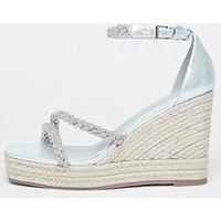 Quiz Wide Fit Silver Diamante Wedges