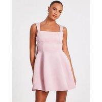 Quiz Blush Bow Skater Dress