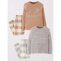 The Very Collection Boys 2 Pack Transport Check Bottom Pyjama Set - Multi