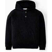 The Very Collection Boys Rib Button Detail Hoodie - Black