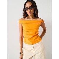 Mango Asymmetrical Strapless Top - Orange