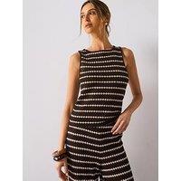 Mango Knitted Top With Geometric Print - Brown