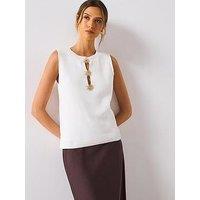 Mango Knit Top With Sun Detail - Cream