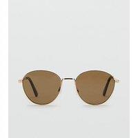 Mango Round Metal Frame Sunglasses - Gold