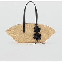 Mango Braided Tote Bag - Beige