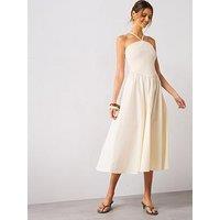 Mango Combined Halter Dress - Cream