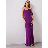 Mango Draped Dress With Flower Detail - Purple