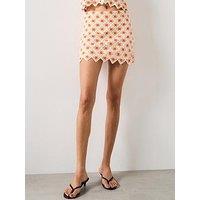 Mango Crochet Mini Skirt - Orange
