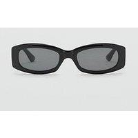 Mango Contrasting Rectangular Frame Sunglasses - Black