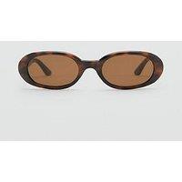 Mango Oval Frame Sunglasses - Dark Brown