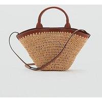 Mango Small Double Handle Natural Fibre Bag - Brown