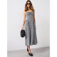 Mango Gingham Print Midi Dress - Black