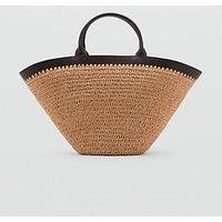 Mango Large Double Handle Natural Fibre Bag - Dark Brown