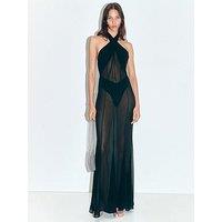 Mango Supriya Lele X Halterneck Mesh Dress - Black