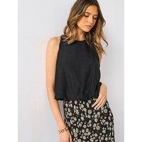 Mango Lyocell Blend Top With Puffed Hem - Black