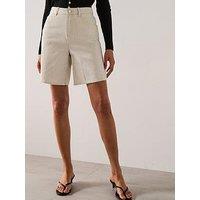 Mango Striped Denim Shorts - Cream