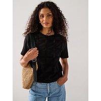 Mango Embroidered Detail T-Shirt - Black