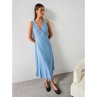 Mango Soft Denim Midi Dress - Blue