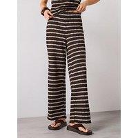 Mango Knitted Trousers With Geometric Print - Brown