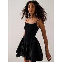Mango Combined Gathered Dress - Black