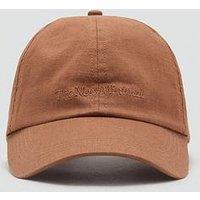 Mango Linen Blend Brown Cap With Embroidered Message - The New Minimal