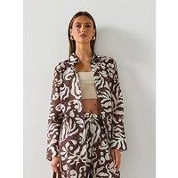 Mango Printed Cotton Shirt - Brown