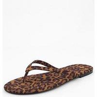 Mango Leopard Print Sandals With Strap - Black