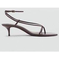 Mango Heeled Sandals With Thin Strap - Dark Brown