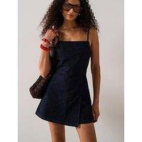 Mango Denim Jumpsuit Short - Dark Blue