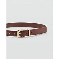 Mango Leather Effect Belt With Buckle - Brown
