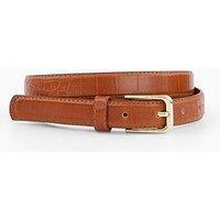 Mango Fine Croco Leather Effect Belt - Brown
