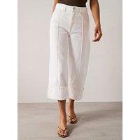Mango Wide Leg Jeans With Turned Up Hem - White