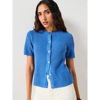 Mango Short Sleeved Knitted Cardigan - Blue