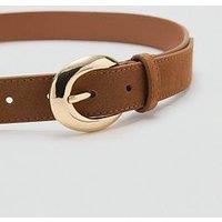 Mango Leather Belt With Oval Buckle - Brown