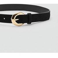 Mango Leather Belt With Oval Buckle - Black