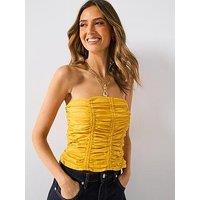 Mango Ruched Strapless Top