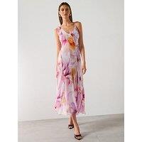 Mango Floral Ruffled Dress - Light Purple