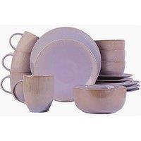 Waterside Embossed Reactive Glaze 16-Piece Dinner Set - Mauve