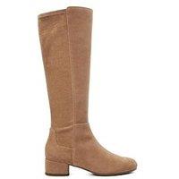 Dune London Tayla Stretch Suede Knee High Boots - Caramel
