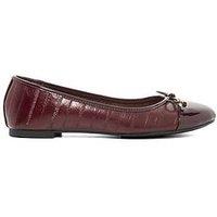 Dune London Hallo Charm Detail Leather Ballet Shoes - Dark Red