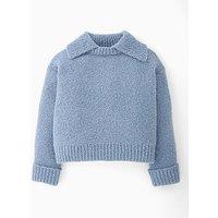 The Very Collection Girls Oversized Knitted Jumper With Collar - Blue