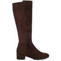 Dune London Tayla Stretch Suede Knee High Boots - Brown