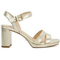 Dune London Manifesting Leather Block Heel Sandals - Gold