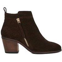 Dune London Paicing Block Heel Side Zip Leather Boots - Brown
