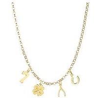 The Love Collection Gold Plated Sterling Silver Lucky Charm Necklace