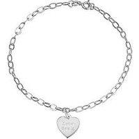 The Love Collection Personalised Sterling Silver Bracelet With Heart Charm (Character Limit To 10)