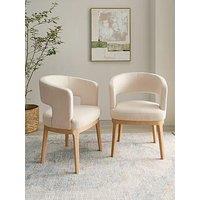 Michelle Keegan Home Lindley Pair Of Dining Chairs - Natural/Oak - Fsc Certified