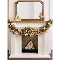 The Very Collection Pre Lit Christmas Swag With Gold Baubles And Foliage - 180Cm