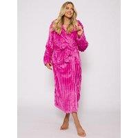 Loungeable Plush Luxury Maxi Hooded Dressing Gown - Pink