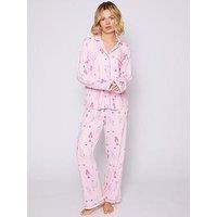 Loungeable Nutcracker Button Shirt And Long Pant Christmas Pyjamas Set - Pink